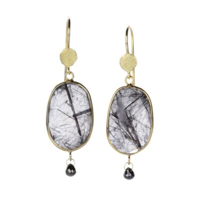 Earrings Barbara Heinrich  | Tourmalated Quartz Earrings With Black Diamonds