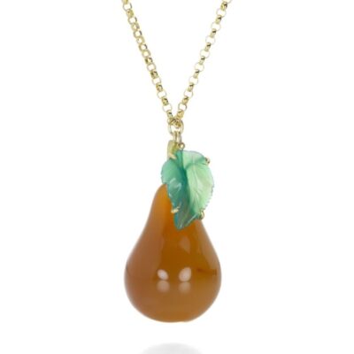 Necklaces Gabriella Kiss  | Carnelian And Jade Pear Pendant