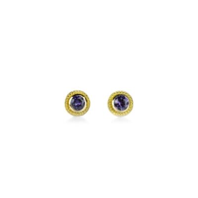 Earrings Barbara Heinrich  | Purple Sapphire Granulated Stud Earrings