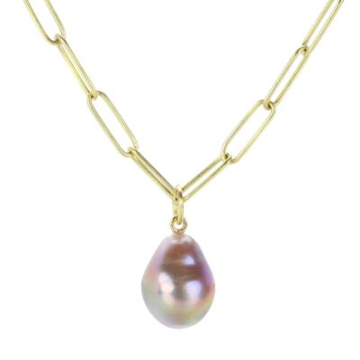 Necklaces Maria Beaulieu  | Metallic Pink Pearl Pendant (Pendant Only)