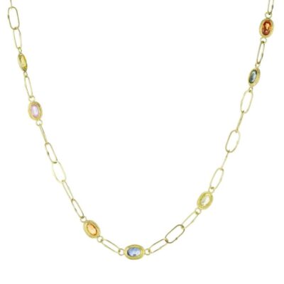 Necklaces Petra Class  | Multicolored Sapphire Chain Necklace