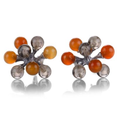 Earrings John Iversen  | Carnelian & Smoky Quartz Jacks Earrings