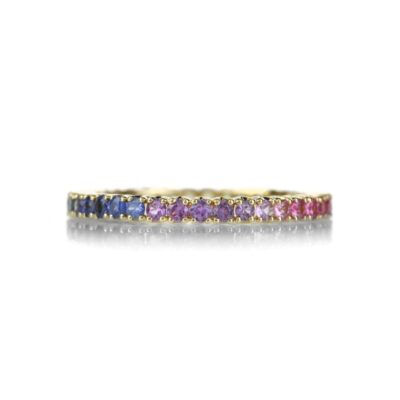 Rings Sethi Couture  | Prong Set Rainbow Sapphire Band