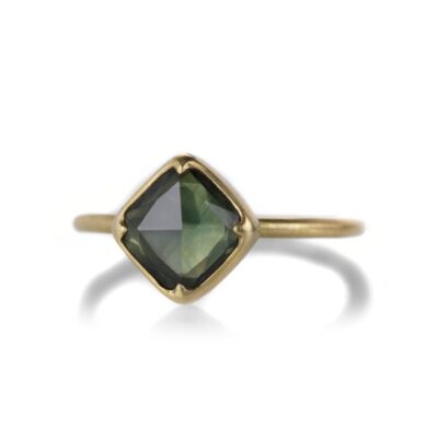 Rings Gabriella Kiss  | Square Faceted Green Sapphire Ring