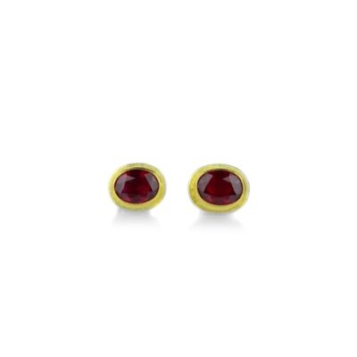 Earrings Petra Class  | Oval Red Ruby Studs