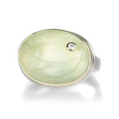 Rings Jamie Joseph  | Oval Prehnite Ring With Diamond