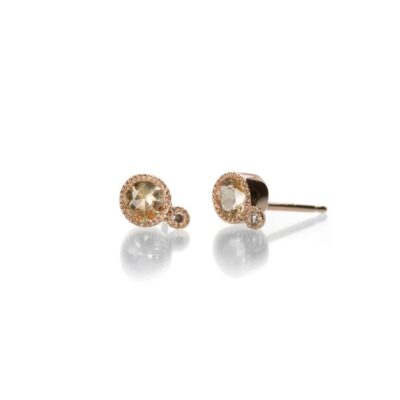 Earrings Sirciam  | Peach Topaz Milgrain Stud Earrings