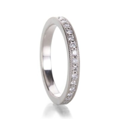 Rings Edward Burrowes  | Platinum Diamond Band With Milgrain Edges