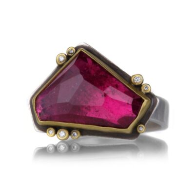 Rings Ananda Khalsa  | Geometric Rose Cut Pink Tourmaline Ring