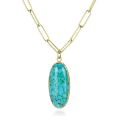 Necklaces Maria Beaulieu  | Oval Kingman Turquiose Pendant (Pendant Only)