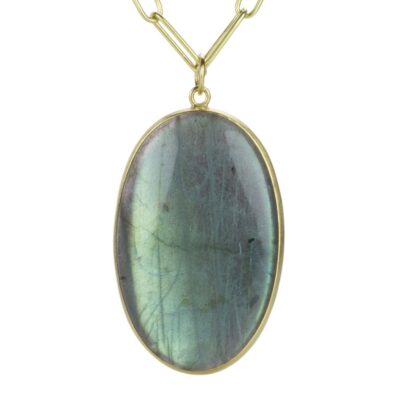 Necklaces Maria Beaulieu  | Smooth Labradorite Pendant (Pendant Only)