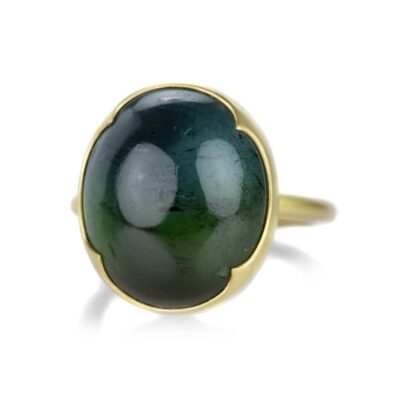 Rings Gabriella Kiss  | Oval Blue Green Tourmaline Cabochon Ring