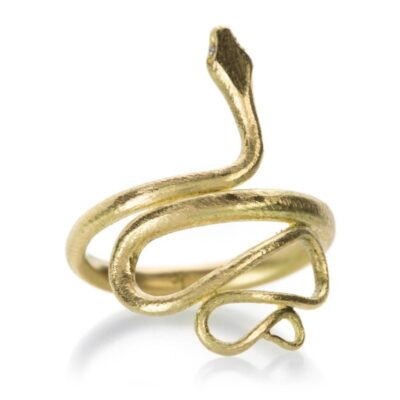 Rings Gabriella Kiss  | Large 18K Snake Ring With Diamond Eyes