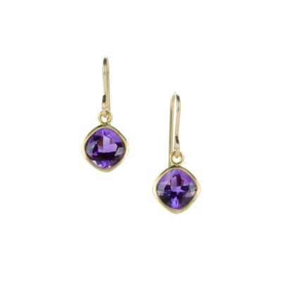 Earrings Maria Beaulieu  | Small Faceted Amethyst Drop Earrings