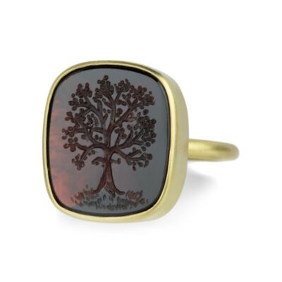 Rings Gabriella Kiss  | Almandine Garnet With Tree Intaglio Ring