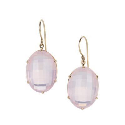 Earrings Jamie Joseph  | Oval Double Checkerboard Rose Quartz Earrings