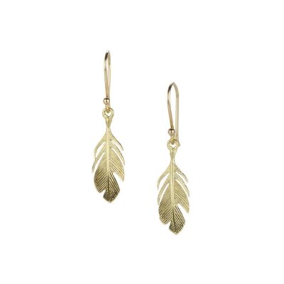 Earrings Annette Ferdinandsen  | Small 14K Yellow Gold Feather Earrings