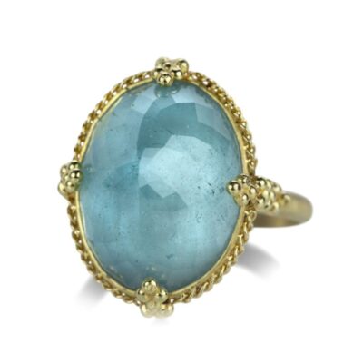 Rings Amali  | 18K Oval Faceted Aquamarine Ring