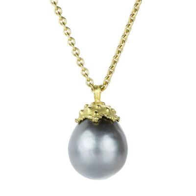 Necklaces Barbara Heinrich  | Tahitian Pearl Capped Pendant Necklace