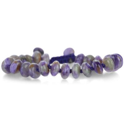 Bracelets Joseph Brooks  | 8Mm Smooth Charoite Beaded Macrame Bracelet