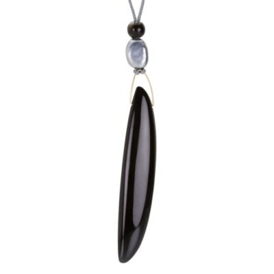 Necklaces Gabriella Kiss  | Polished Black Jade Bean Pendant Necklace