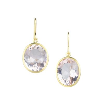 Earrings Maria Beaulieu  | Oval Rose Quartz Drop Earrings