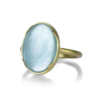 Rings Gabriella Kiss  | Aquamarine Over Mother Of Pearl Ring