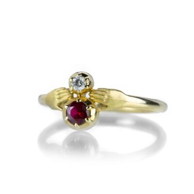 Rings Anthony Lent  | Ruby And Diamond Tiny Hands Ring