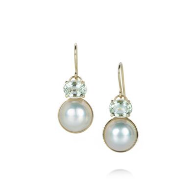 Earrings Nicole Landaw  | Mabe Pearl And Green Beryl Drop Earrings