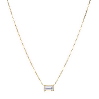 Necklaces Rosanne Pugliese  | White Topaz Bar Pendant Necklace