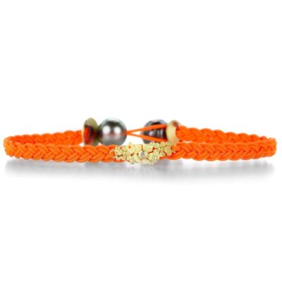 Bracelets Lene Vibe  | Braided Orange Floral Bracelet