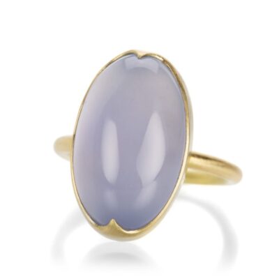 Rings Gabriella Kiss  | Large Oval Blue Chalcedony Ring