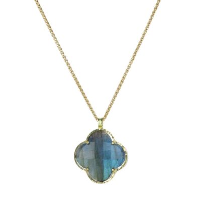 Necklaces Barbara Heinrich  | Single Clover Shaped Labradorite Pendant Necklace