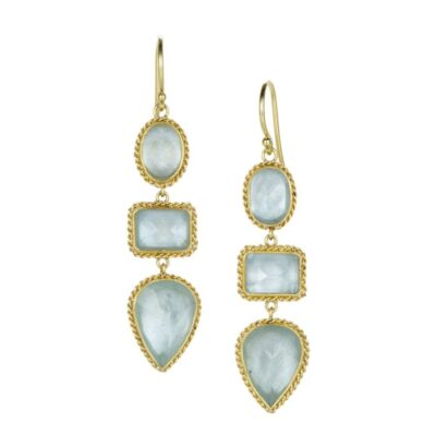 Earrings Amali  | Triple Aquamarine Drop Earrings