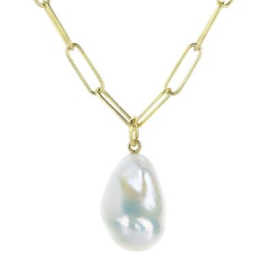 Necklaces Maria Beaulieu  | Metallic White Pearl Pendant (Pendant Only)