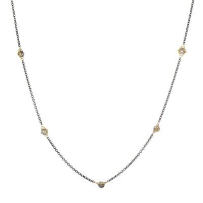 Necklaces Amali  | Champagne Diamond Triple Textile Station Necklace