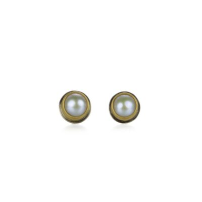 Earrings Ananda Khalsa  | Bezel Set Pearl Stud Earring