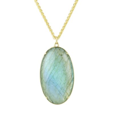 Necklaces Gabriella Kiss  | Crystal Over Labradorite Pendant Necklace