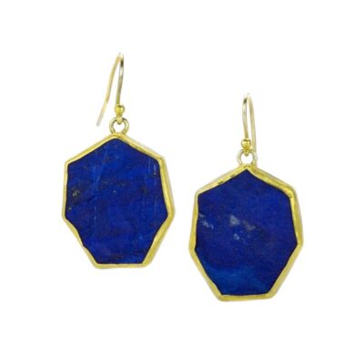 Earrings Petra Class  | Large Rough Cut Lapis Polygon Earrings