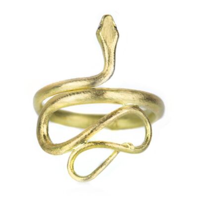 Rings Gabriella Kiss  | 18K Yellow Gold Large Snake Ring With Diamond Eyes