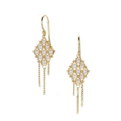 Earrings Amali  | 18K Small Pearl Textile Earrings