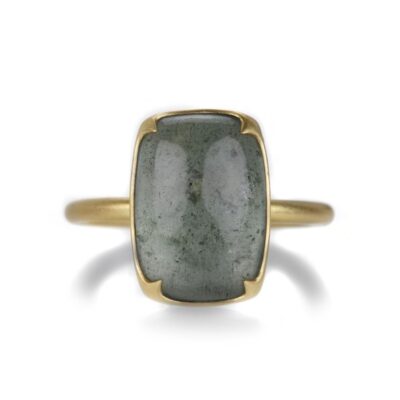 Rings Gabriella Kiss  | 18K Cushion Moss Aquamarine Ring