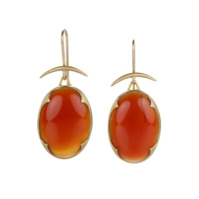 Earrings Gabriella Kiss  | Large Oval Carnelian Earrings