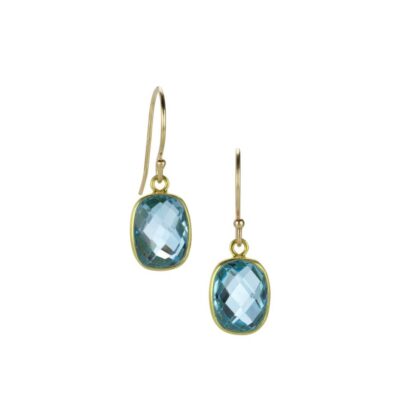 Earrings Margaret Solow  | Cushion Blue Topaz Drop Earrings