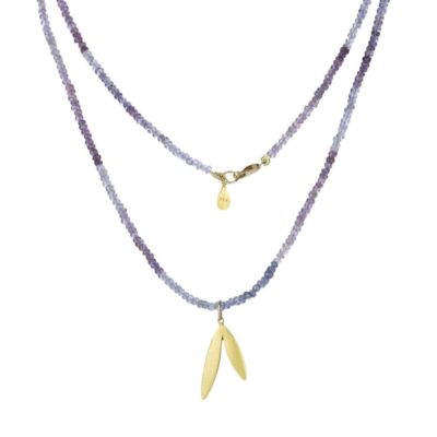 Necklaces Ananda Khalsa  | Ombre Iolite Necklace With Double Leaf Charm