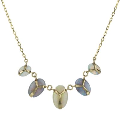 Necklaces Rachel Atherley  | Lucky Scarab Opal Charm Chain Necklace