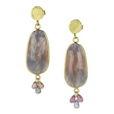 Earrings Barbara Heinrich  | Red Gray Sapphire Slice Earrings