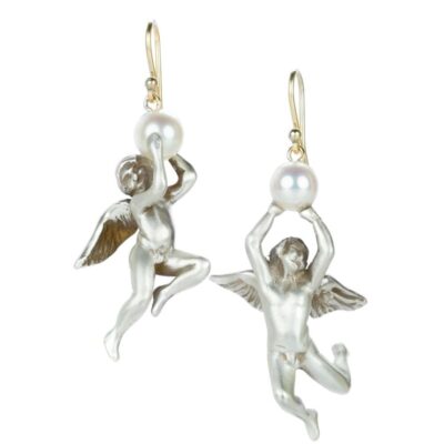 Earrings Gabriella Kiss  | Sterling Silver Angel Earrings With Pearls