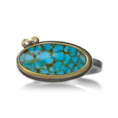 Rings Ananda Khalsa  | Kingman Turquoise Ring With Diamonds