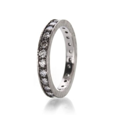 Rings Todd Pownell  | Palladium Diamond Band With Darkened Center